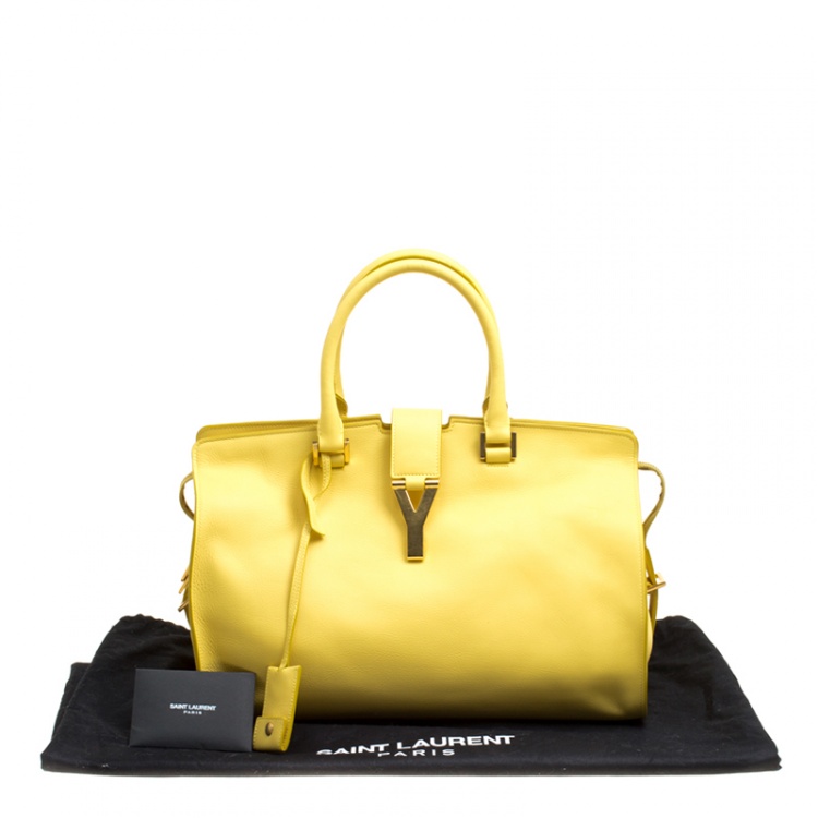Pre Owned Saint Laurent Yellow Leather Medium Cabas Chyc Tote