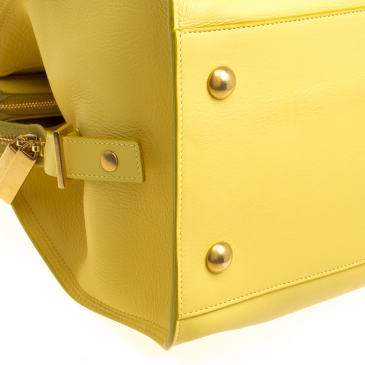 Pre Owned Saint Laurent Yellow Leather Medium Cabas Chyc Tote