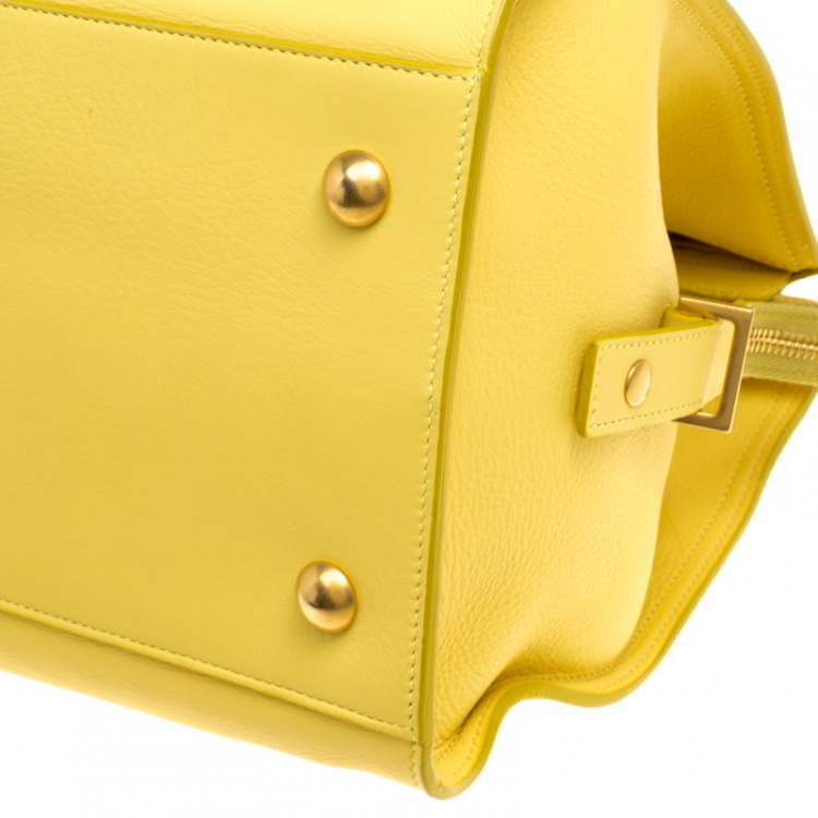 Pre Owned Saint Laurent Yellow Leather Medium Cabas Chyc Tote
