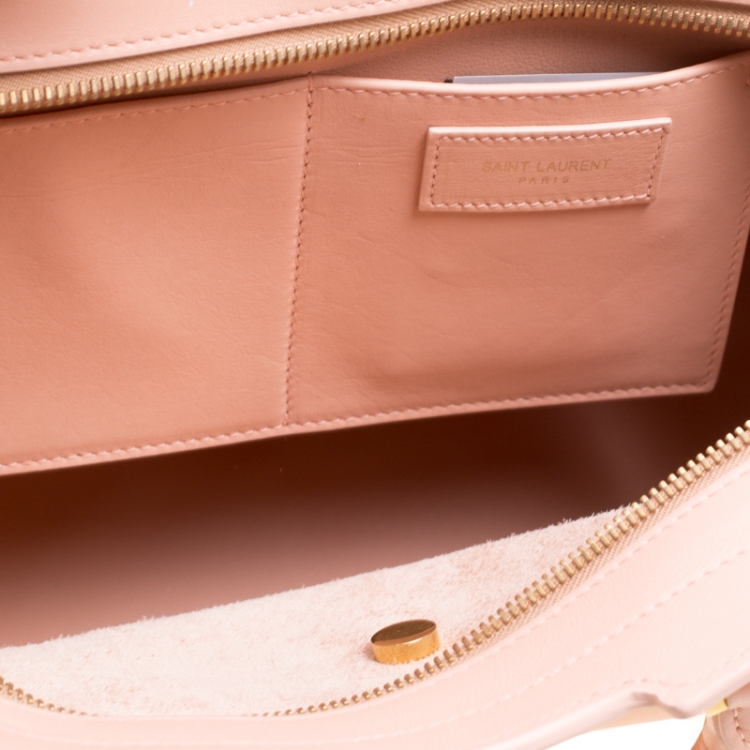 Pre Owned Saint Laurent Blush Pink Leather Small Cabas Chyc Tote