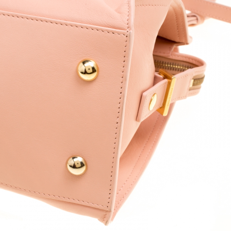 Pre Owned Saint Laurent Blush Pink Leather Small Cabas Chyc Tote