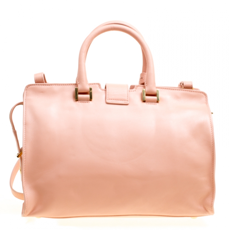 Pre Owned Saint Laurent Blush Pink Leather Small Cabas Chyc Tote
