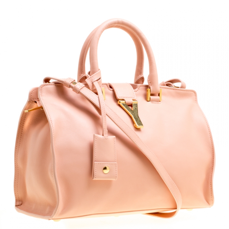 Pre Owned Saint Laurent Blush Pink Leather Small Cabas Chyc Tote