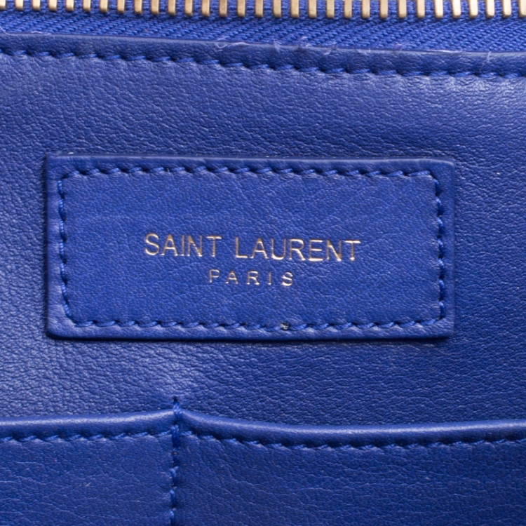 Pre Owned Saint Laurent Blue Leather Medium Cabas Chyc Tote