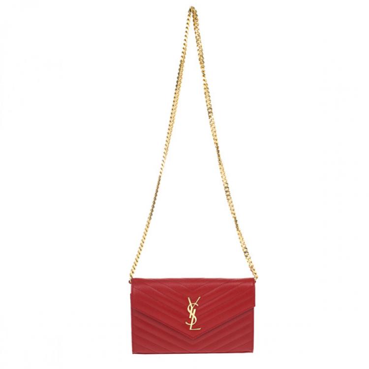 $900 Yves Saint Laurent YSL Belle Du Jour Red Patent Leather Clutch Bag  Purse - Lust4Labels