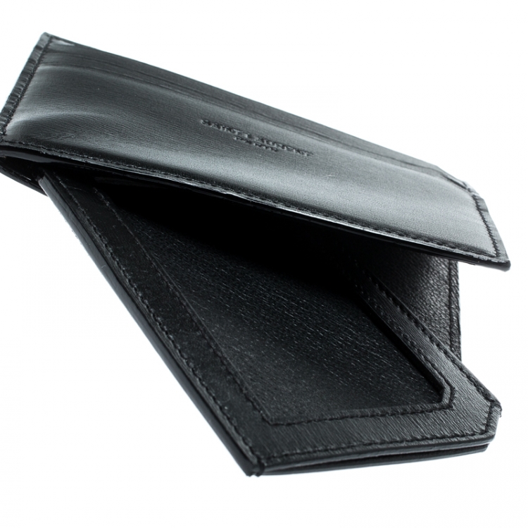 Pre Owned Saint Laurent Black Leather Fragments Card Case