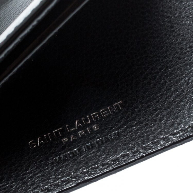 Pre Owned Saint Laurent Black Leather Fragments Card Case