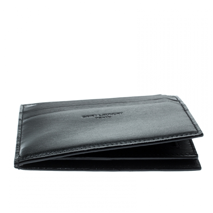 Pre Owned Saint Laurent Black Leather Fragments Card Case