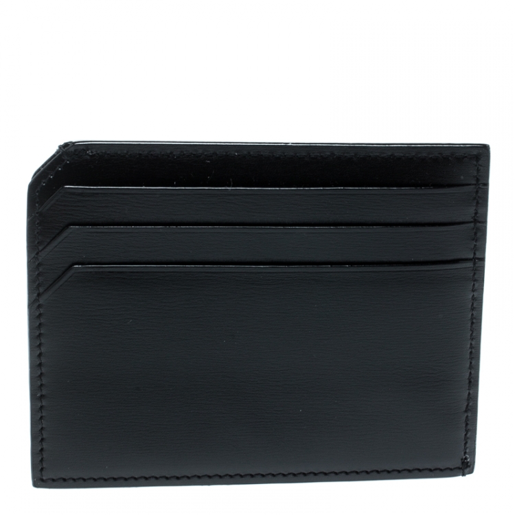 Pre Owned Saint Laurent Black Leather Fragments Card Case