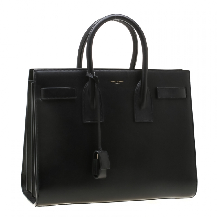 Pre Owned Saint Laurent Black Leather Small Classic Sac De Jour Tote