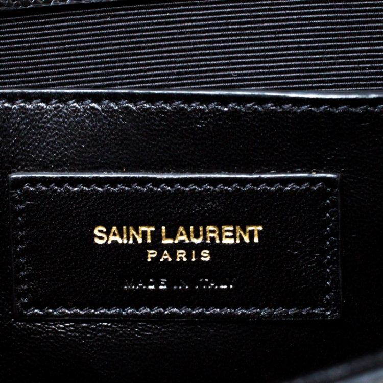 Pre Owned Saint Laurent Paris Black Leather Monogram Clutch