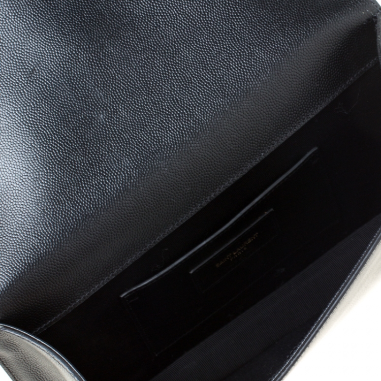 Pre Owned Saint Laurent Paris Black Leather Monogram Clutch