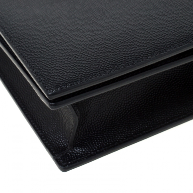 Pre Owned Saint Laurent Paris Black Leather Monogram Clutch