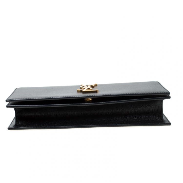 Pre Owned Saint Laurent Paris Black Leather Monogram Clutch