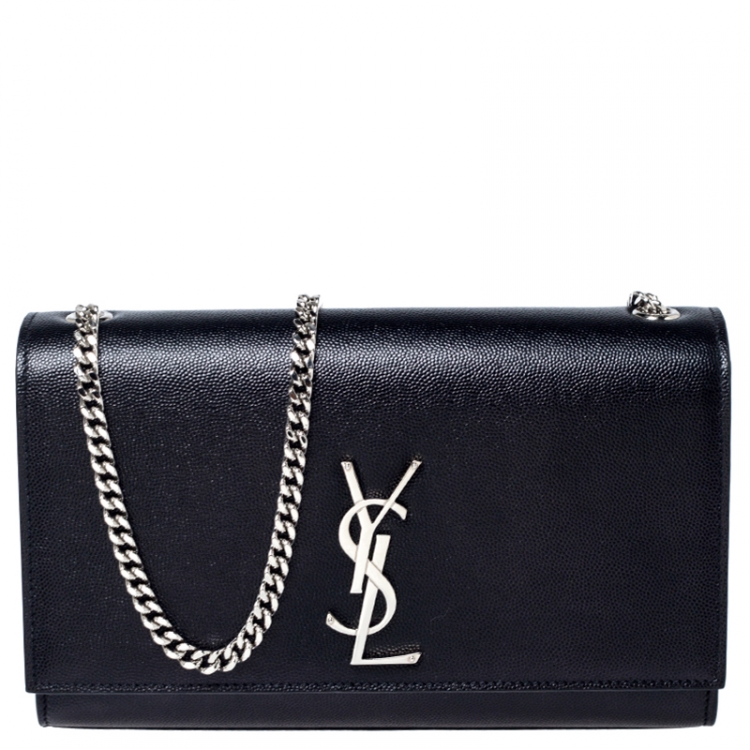 Pre Owned Saint Laurent Paris Black Leather Medium Kate Shoulder Bag