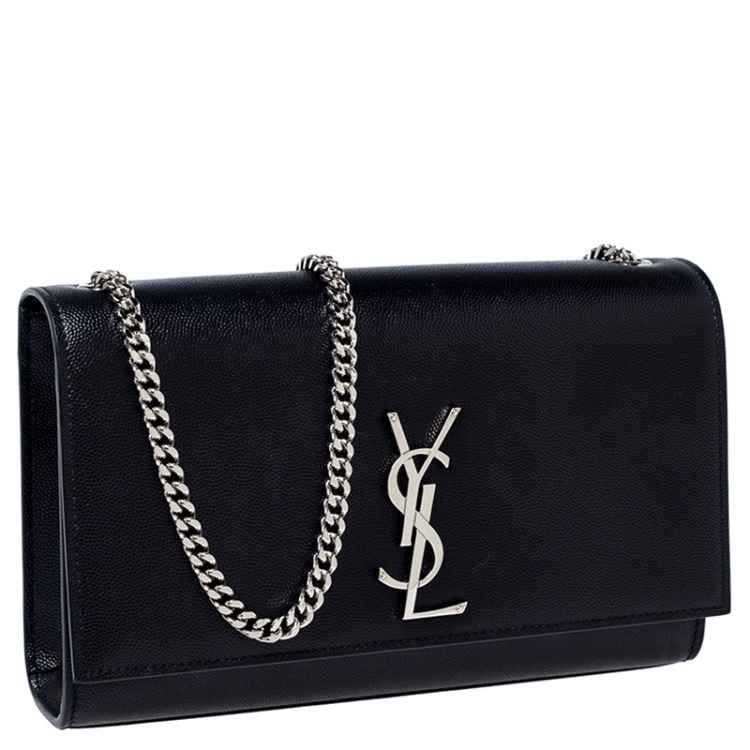 Pre Owned Saint Laurent Paris Black Leather Medium Kate Shoulder Bag