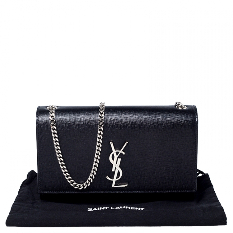Pre Owned Saint Laurent Paris Black Leather Medium Kate Shoulder Bag