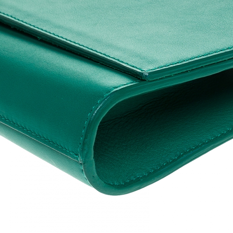 Pre Owned Saint Laurent Paris Green Leather Y-Ligne Clutch