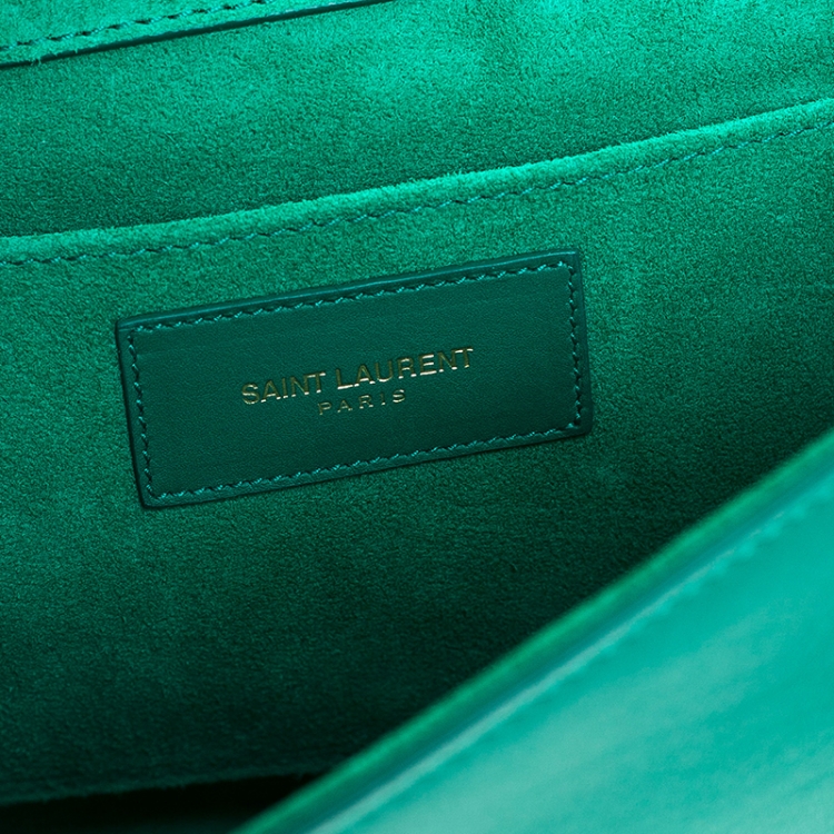 Pre Owned Saint Laurent Paris Green Leather Y-Ligne Clutch