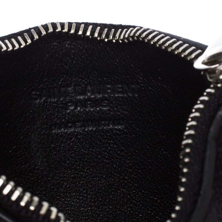 Pre Owned Saint Laurent Black Leather Zipped Fragments Credit Case