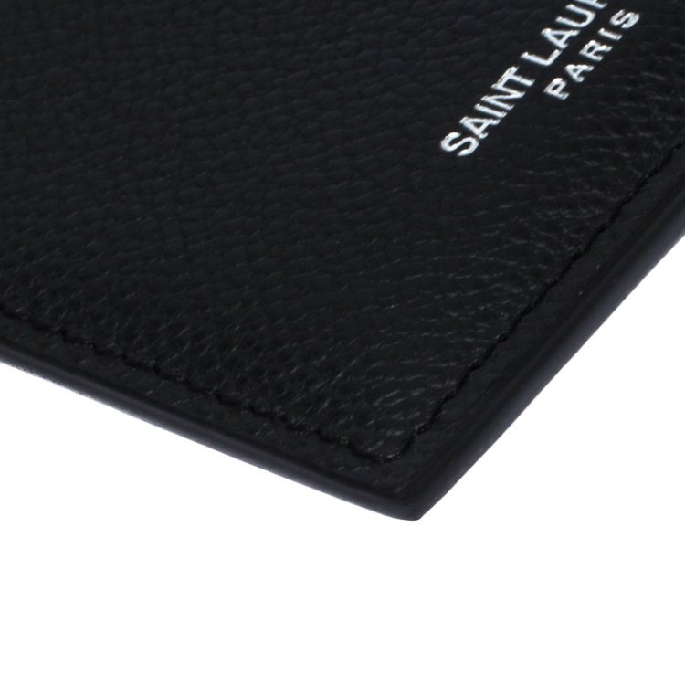 Pre Owned Saint Laurent Black Leather Zipped Fragments Credit Case