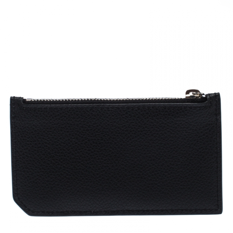Pre Owned Saint Laurent Black Leather Zipped Fragments Credit Case