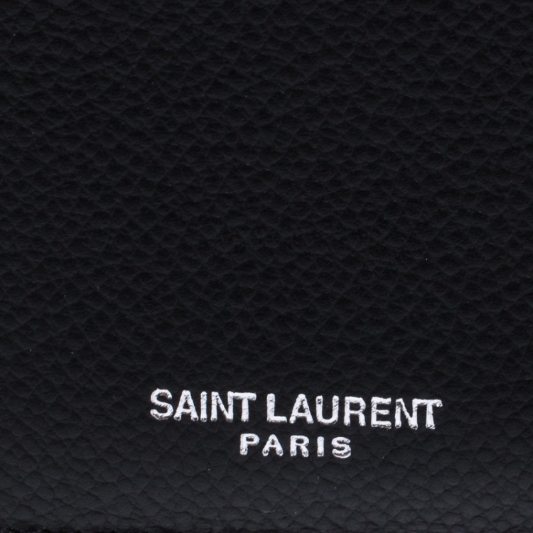 Pre Owned Saint Laurent Black Leather Zipped Fragments Credit Case