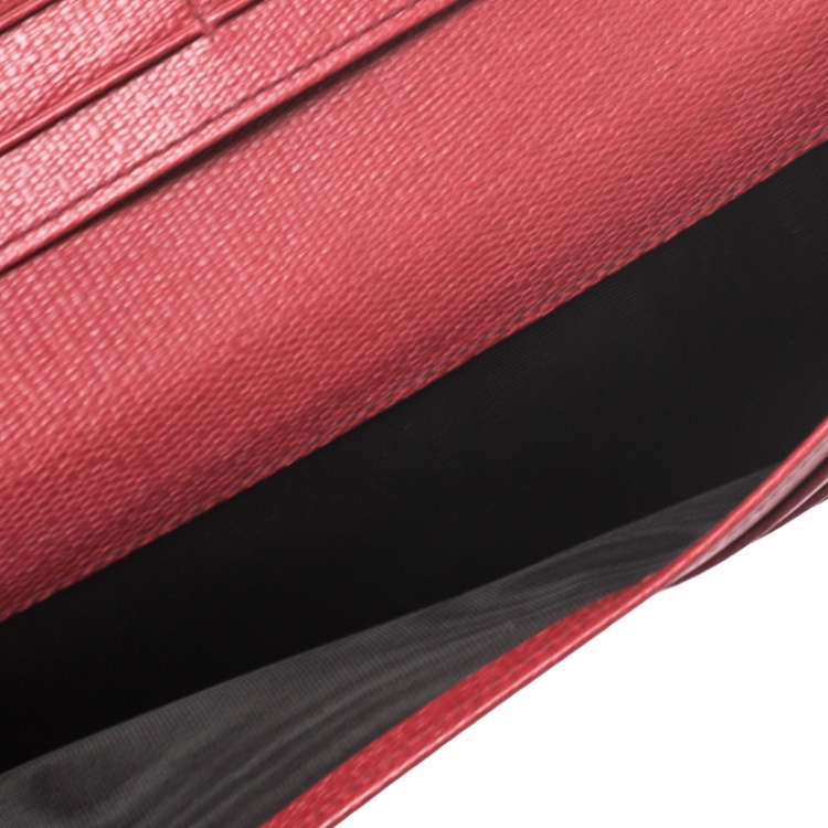 Pre Owned Saint Laurent Paris Red Leather Y-Ligne Flap Wallet