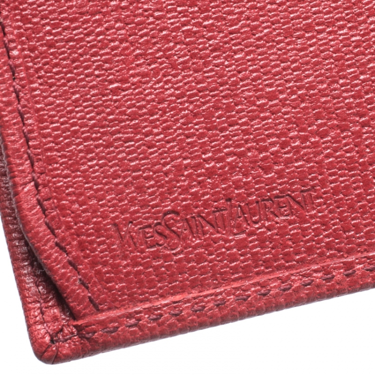 Pre Owned Saint Laurent Paris Red Leather Y-Ligne Flap Wallet