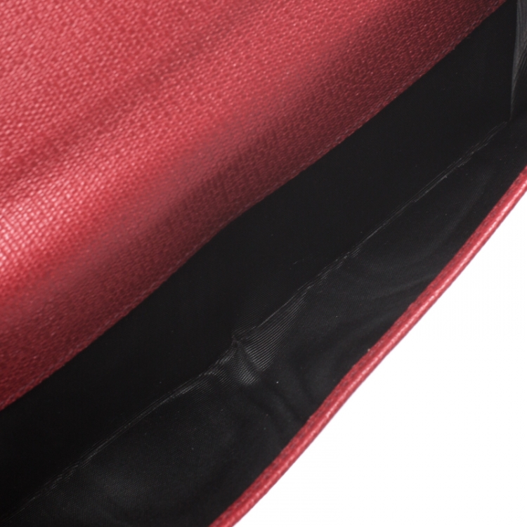 Pre Owned Saint Laurent Paris Red Leather Y-Ligne Flap Wallet
