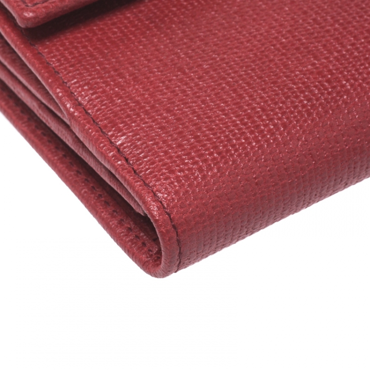 Pre Owned Saint Laurent Paris Red Leather Y-Ligne Flap Wallet