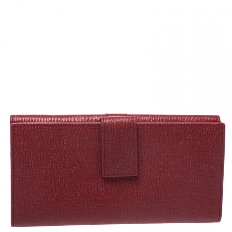 Pre Owned Saint Laurent Paris Red Leather Y-Ligne Flap Wallet