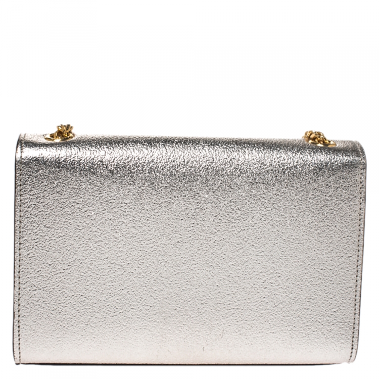 Pre Owned Saint Laurent Metallic Gold Leather Small Kate Monogram Shoulder Bag