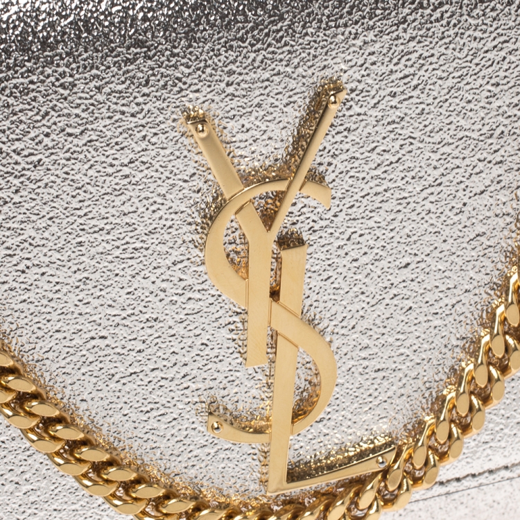 Pre Owned Saint Laurent Metallic Gold Leather Small Kate Monogram Shoulder Bag