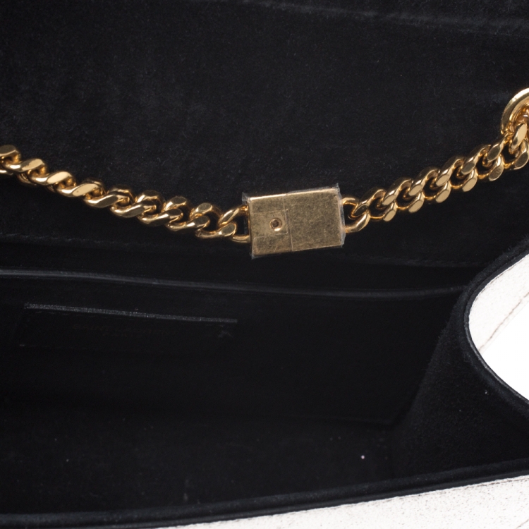 Pre Owned Saint Laurent Metallic Gold Leather Small Kate Monogram Shoulder Bag