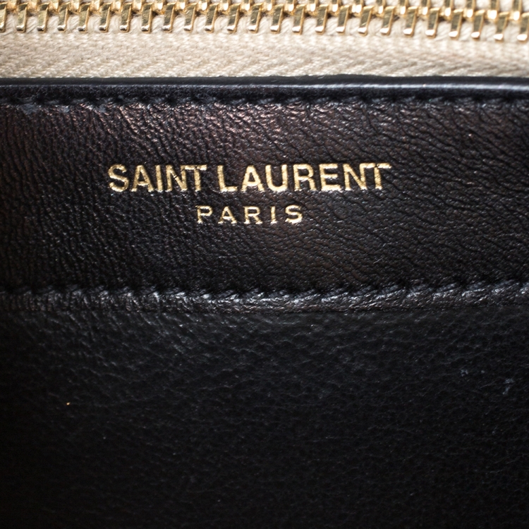 Pre Owned Saint Laurent Gold Crackled Leather Kate Tassel Wallet on Chain 