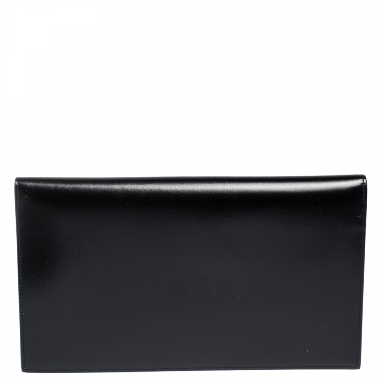 Pre Owned Saint Laurent Black Leather Medium Uptown Clutch