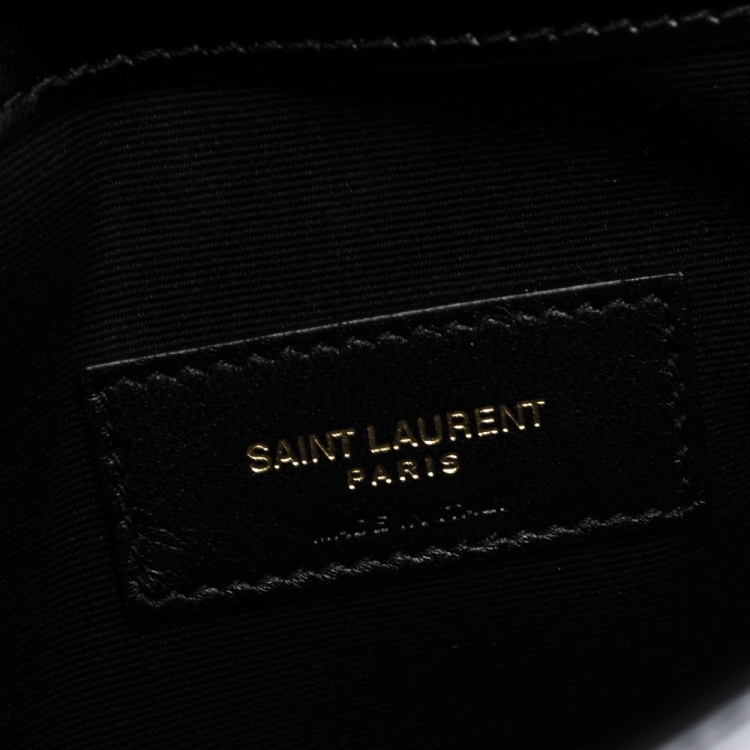 Pre Owned Saint Laurent Black Leather Medium Uptown Clutch