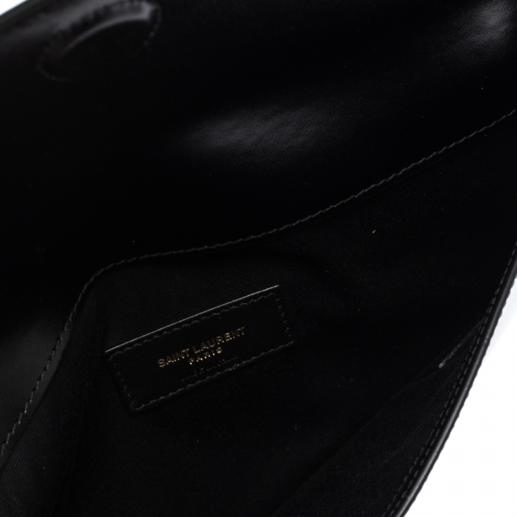 Pre Owned Saint Laurent Black Leather Medium Uptown Clutch