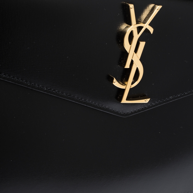 Pre Owned Saint Laurent Black Leather Medium Uptown Clutch