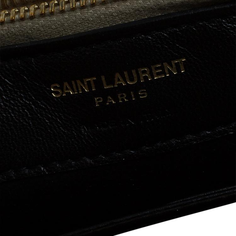 Pre Owned Saint Laurent Paris Silver Textured Leather Envelope Chain Wallet Bag  