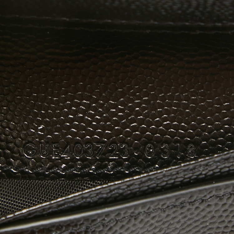 Pre Owned Saint Laurent Black Matelassé Leather Cassandre Compact Wallet