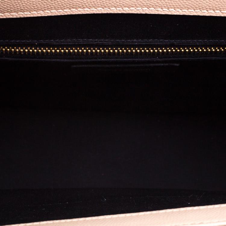 Pre Owned Saint Laurent Paris Beige Matelasse Leather Large Cassandre Flap Bag