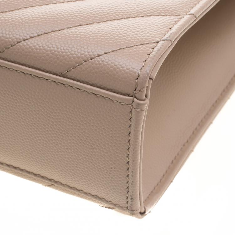 Pre Owned Saint Laurent Paris Beige Matelasse Leather Large Cassandre Flap Bag