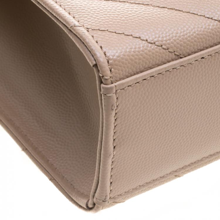 Pre Owned Saint Laurent Paris Beige Matelasse Leather Large Cassandre Flap Bag