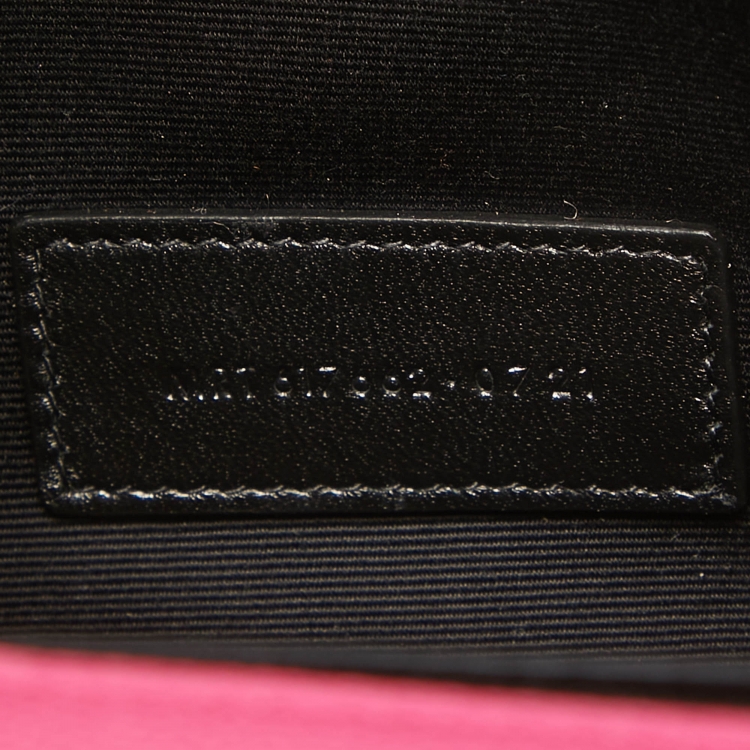 Pre Owned Saint Laurent Pink Matelassé Leather Monogram Envelope Wristlet Clutch