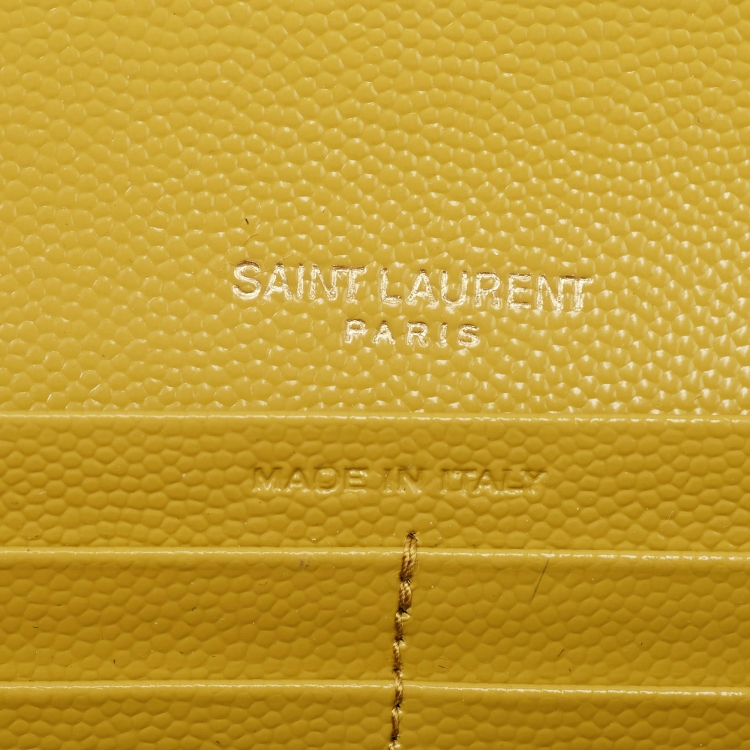 Pre Owned Saint Laurent Mustard Yellow Matelasse Leather Large Cassandre Flap Wallet