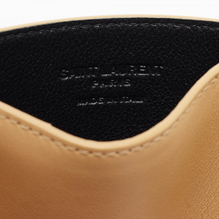 مملوكة مسبقًا Saint Laurent Beige Raffia and Leather Uptown Wallet on Chain