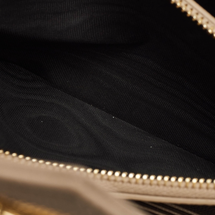 Pre Owned Saint Laurent Beige Matelassé Leather Monogram Envelope Wallet on Chain