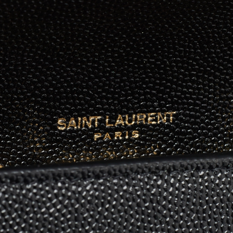 Pre Owned Saint Laurent Black Leather Uptown Wallet on Chain